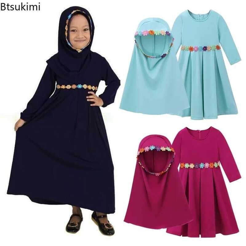 Jual Anak 2025 Muslim 2 Potong Gaun Lengan Panjang untuk Gadis Hijab ...