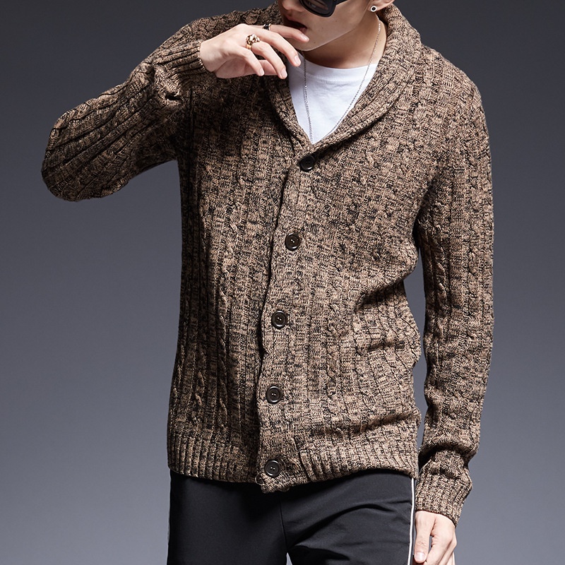 Men's V-Neck Button Cardigan with Plaid Lining & Side Pockets - Stylish, Comfortable Knitwear for Every Occasion