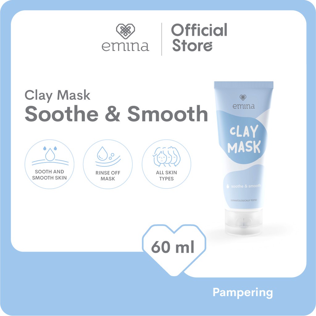 Jual Emina Clay Mask 60 Ml Sebum Control Brightening Soothe And Smooth