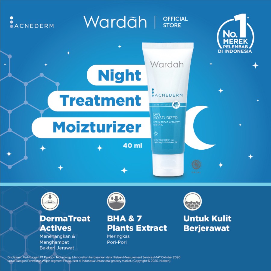 Wardah Acnederm Paket Lengkap Full Regime (Acne Spot Gel, Night Moisturizer, Toner, Day Moisturizer, Foaming Cleanser)