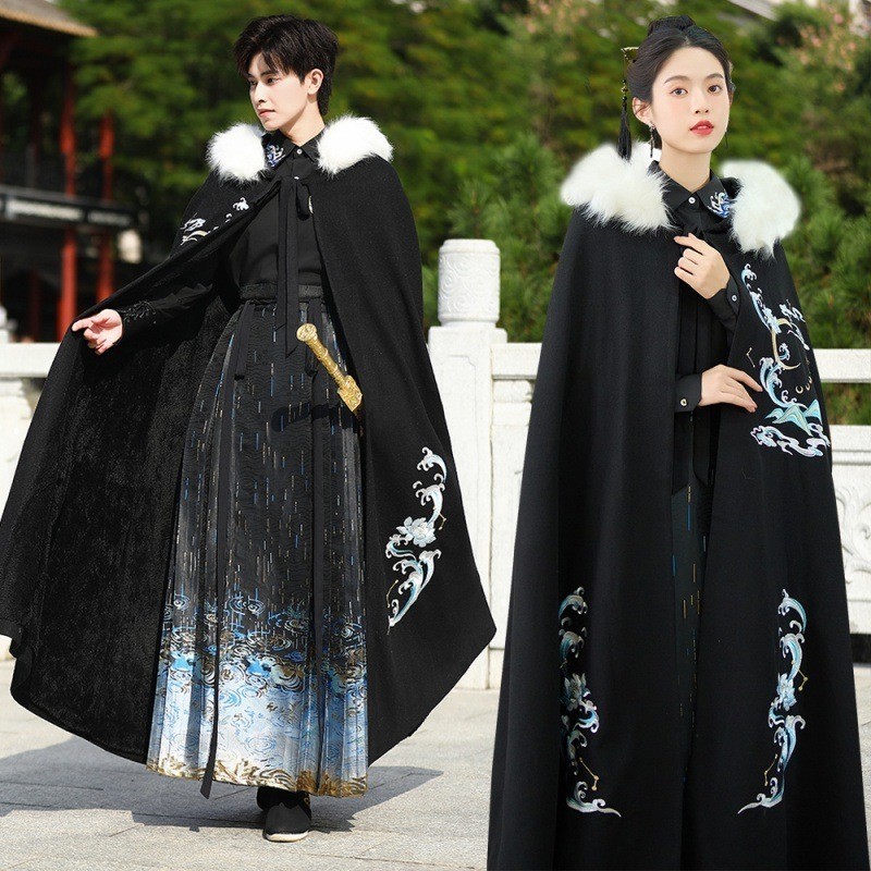 Jual Hanfu dengan lengan wanita Cina baru, hitam gaya kuno, mantel ...