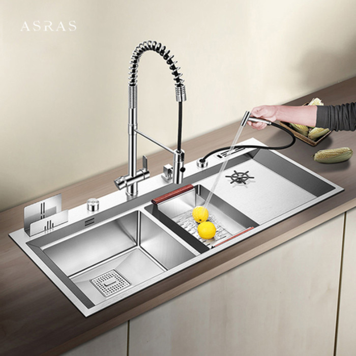 Jual ASRAS 120*50CM Large Double Kitchen Sink Cup Rinser 4 mm Thickness ...