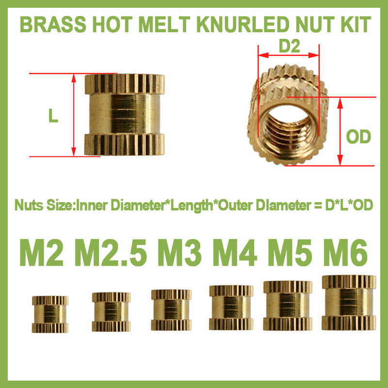 Jual M2 M2.5 M3 M4 M5 M6 Heat Brass Insert Nut Metric Threaded Inserts ...
