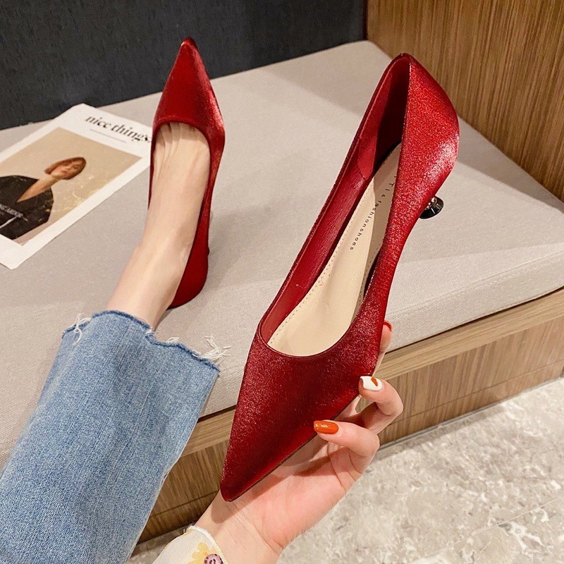 Jual 315-9 2021 New Spring and Autumn Wedding High Heels, Red