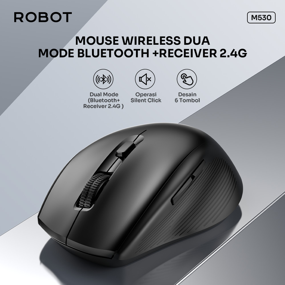Jual ROBOT Mouse Wireless Dual Mode Bluetooth 50 24G Silent Click 1600 ...