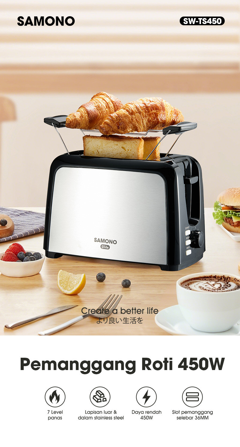Jual SAMONO Toaster Pemanggang Roti 450 Watt 7 Level Pemanas Dengan Rak ...