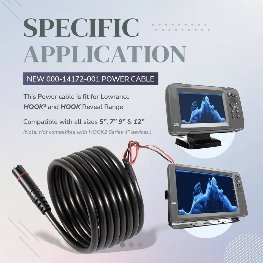Câble D'Alimentation Lowrance HOOK²/Reveal/Cruise – 1,8 M, Compatible 5, 7, 9 Et 12 Pouces, Pour Sondeurs Pêche