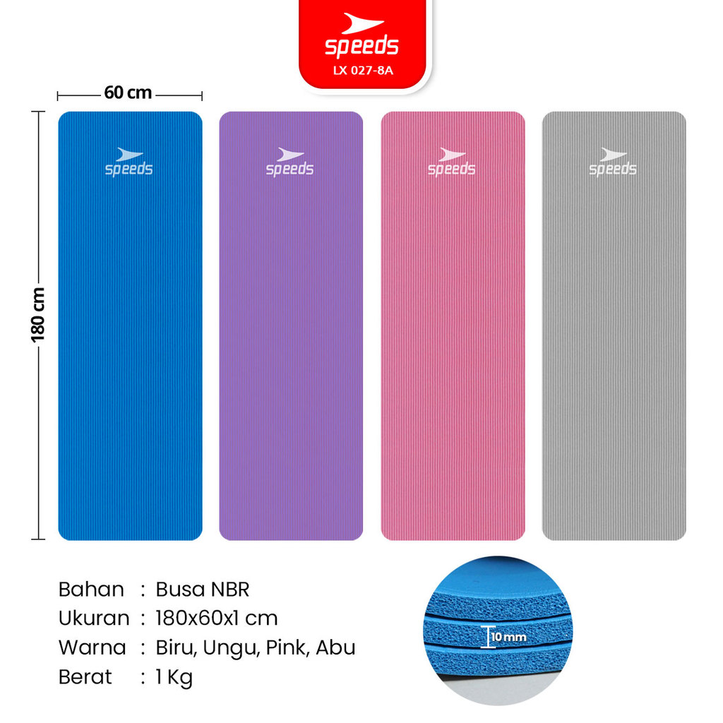 Jual SPEEDS Matras Yoga NBR 10mm Alas Yoga Mat Alas Olahraga Pilates ...