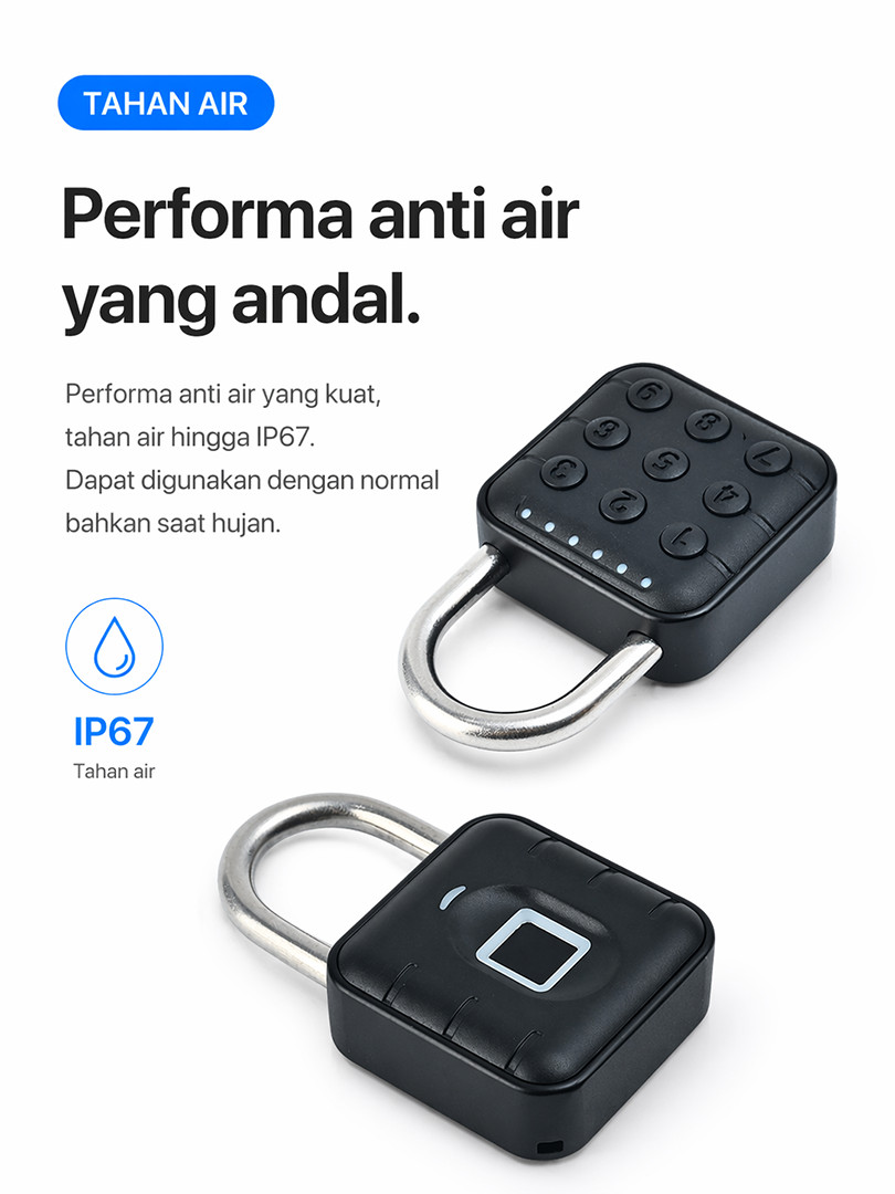 Jual EZTECH Official Smart Padlock Gembok Fingerprint Waterproof IP67 ...