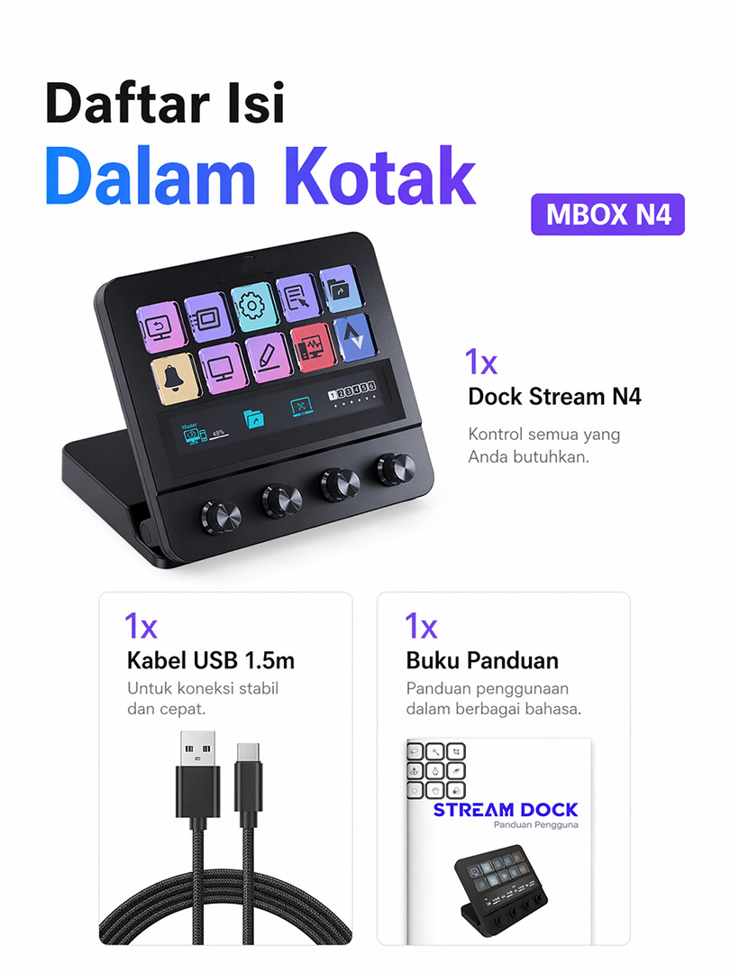 Jual All in One Stream Deck Z1/Z4 Programmable Macropad with Knob ...
