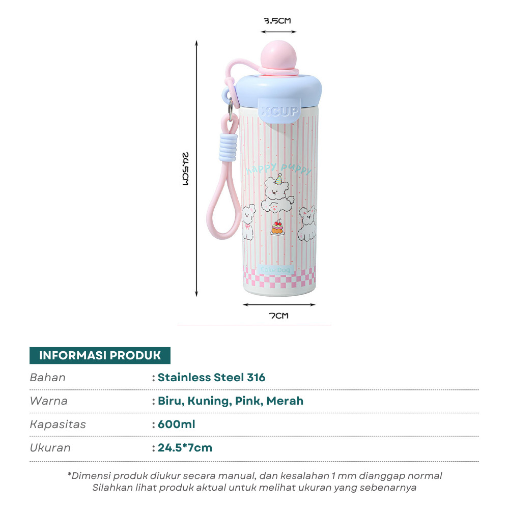 Jual JOYCOOK Botol Minum Stainless 600ml Xcup Cute Design Anti Bocor ...