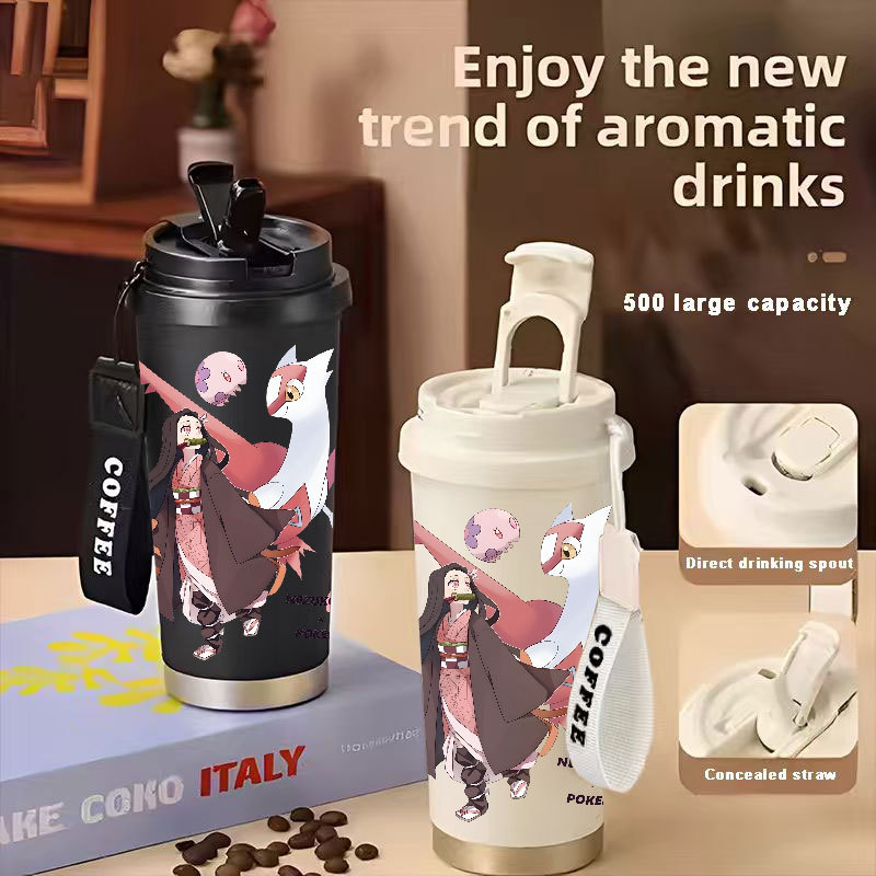jual-demon-slayer-x-pokemon-tumbler-kopi-stainless-steel-cup-500-ml