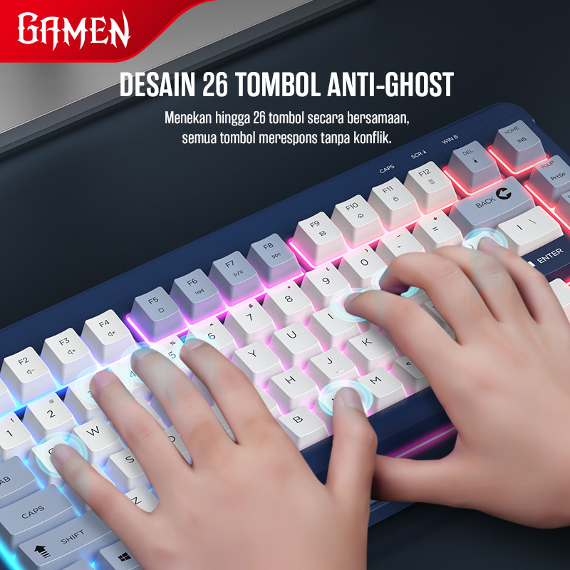 Jual GAMEN Keyboard Gaming Mechanical PBT Keycaps Silent Click GK210 ...