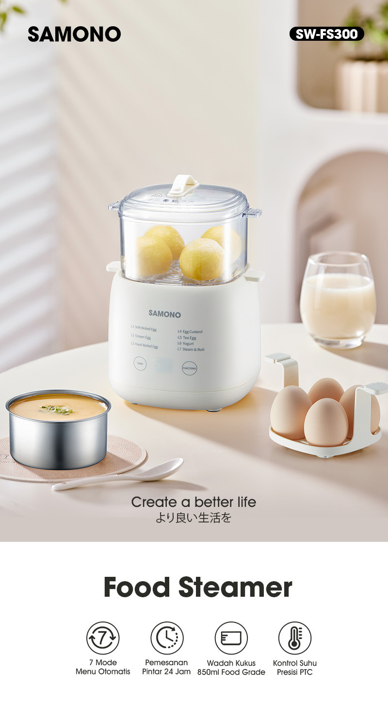 Jual SAMONO Electric Steamer 850ml 7 Mode Pemanasan 24 Jam SW-FS300 ...