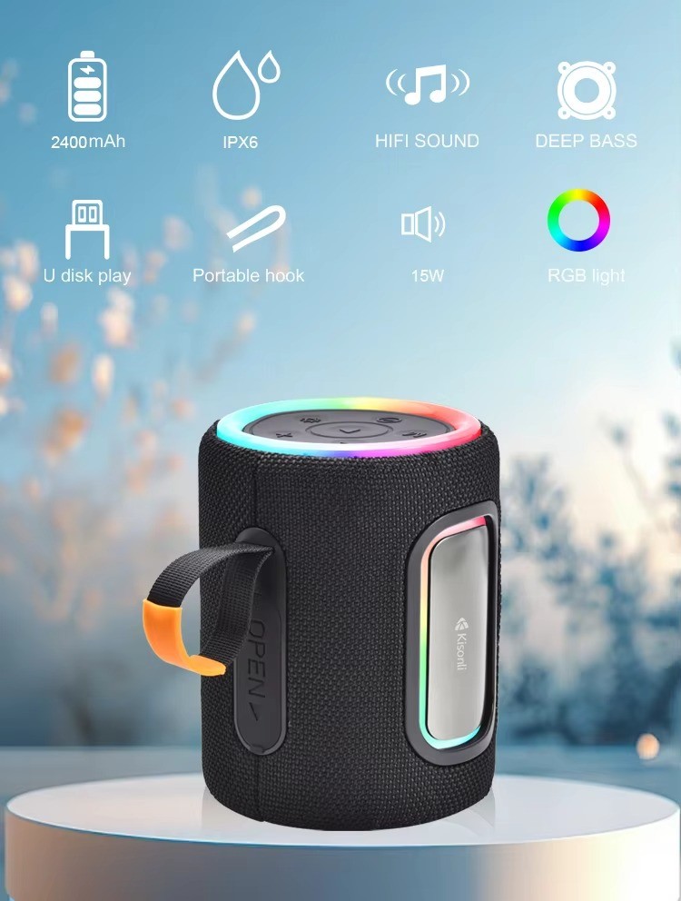 Jual Kisonli Q34 Speaker Bluetooth 5.3 Super Bass TWS RGB IPX6 ...
