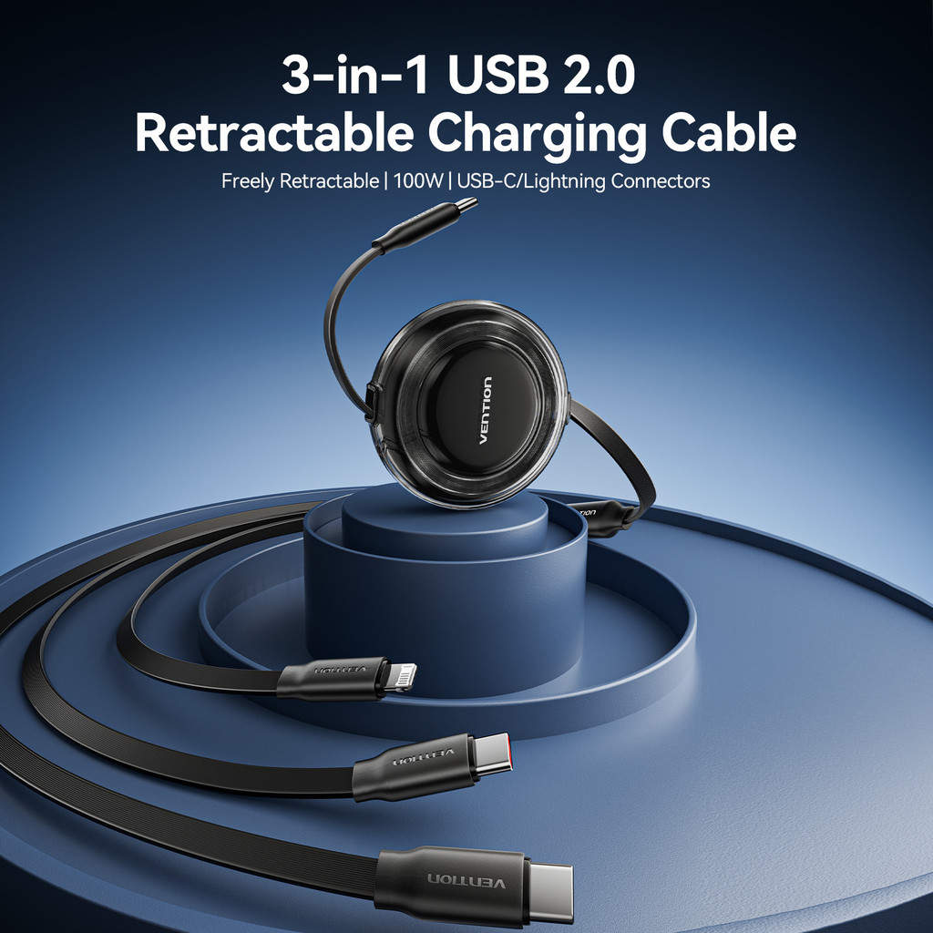 Jual Vention Kabel Data Charger 3in1 USB C to Type C / Lightning Male ...