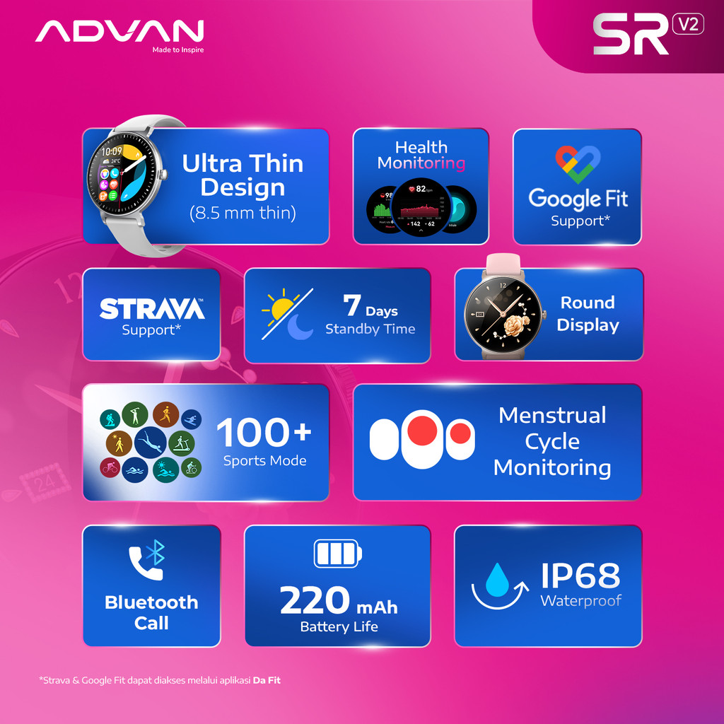 Jual [NEW LAUNCH] ADVAN Smartwatch SR V2 | AI Voice Assistant ...