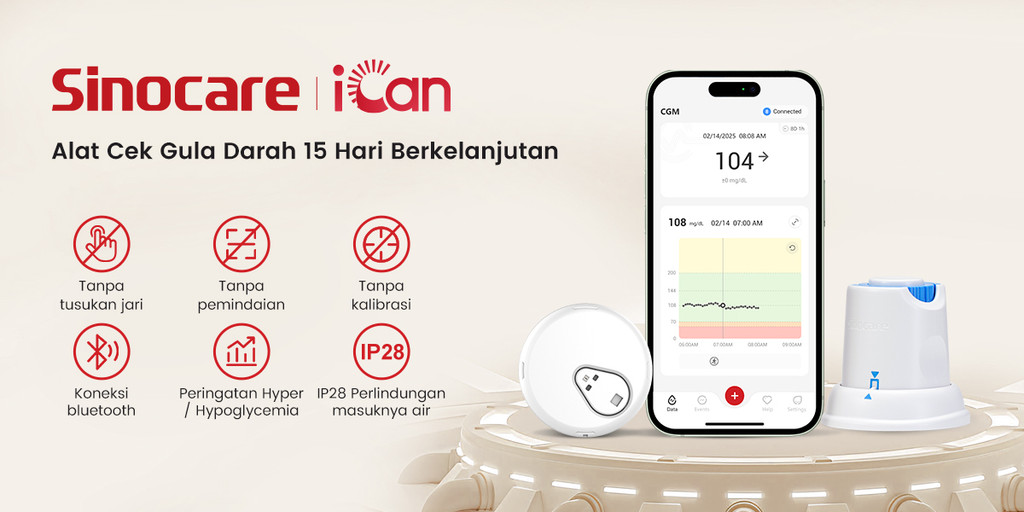 Jual 1- 4 Pcs Sinocare CGM iCan i3 - Alat Cek Gula Darah Real-Time ...
