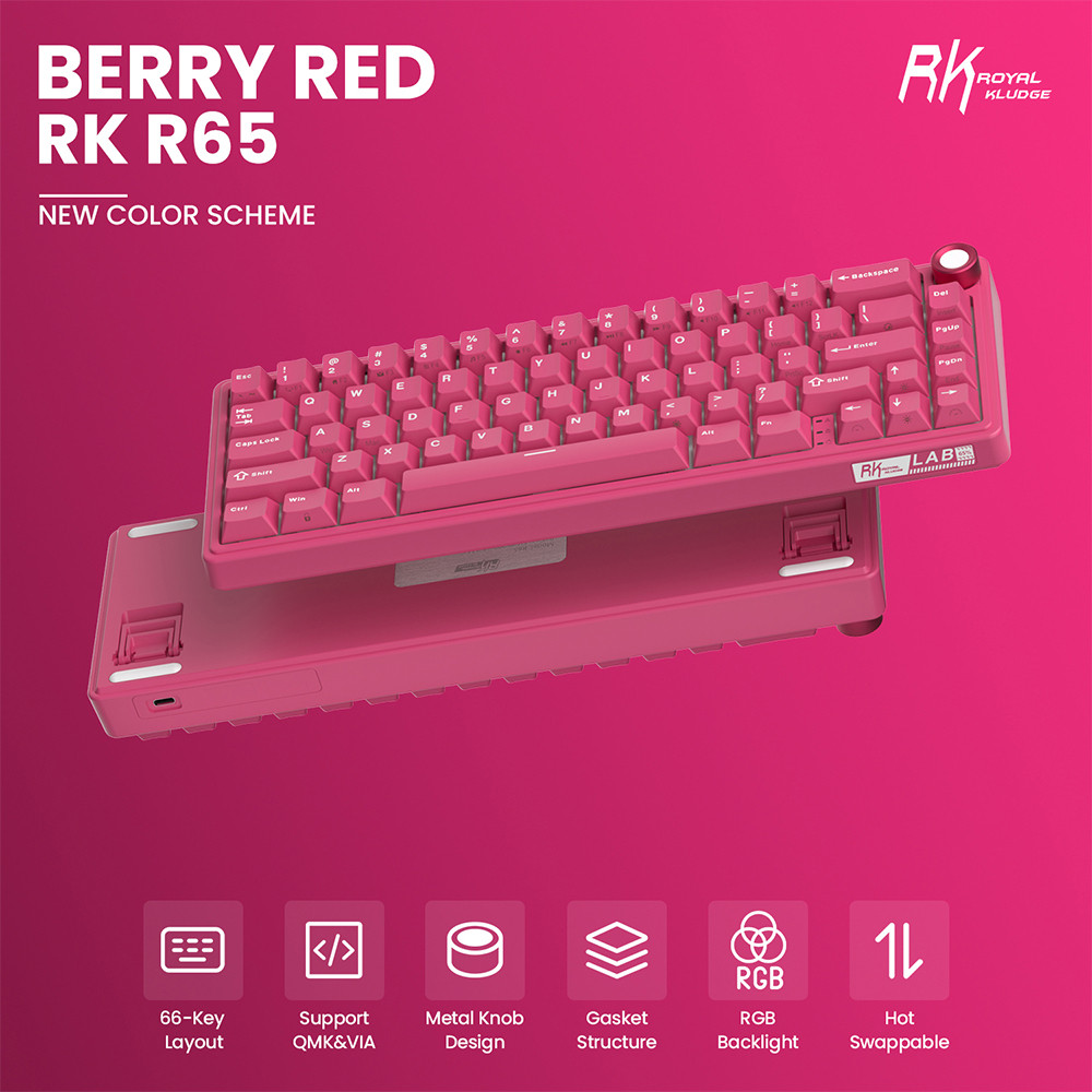 Jual RK Royal Kludge RK R65 Berry Red Gasket Wired Hot Swapple ...