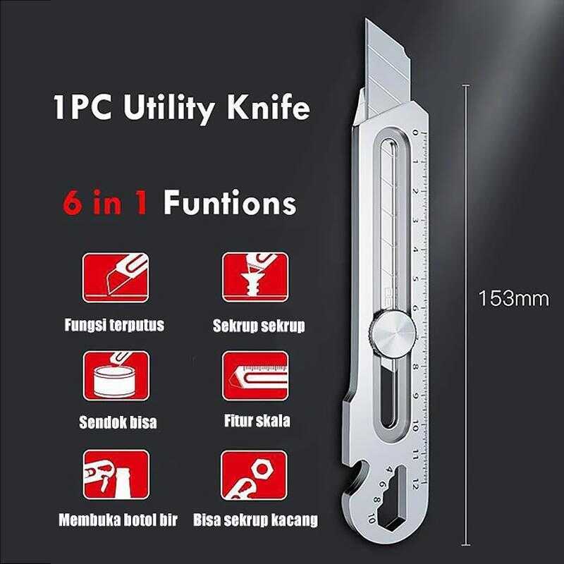 Jual CUTTER STAINLESS 6 FUNGSI SERBAGUNA KUALITAS PREMIUM TAJAM TEBAL ...