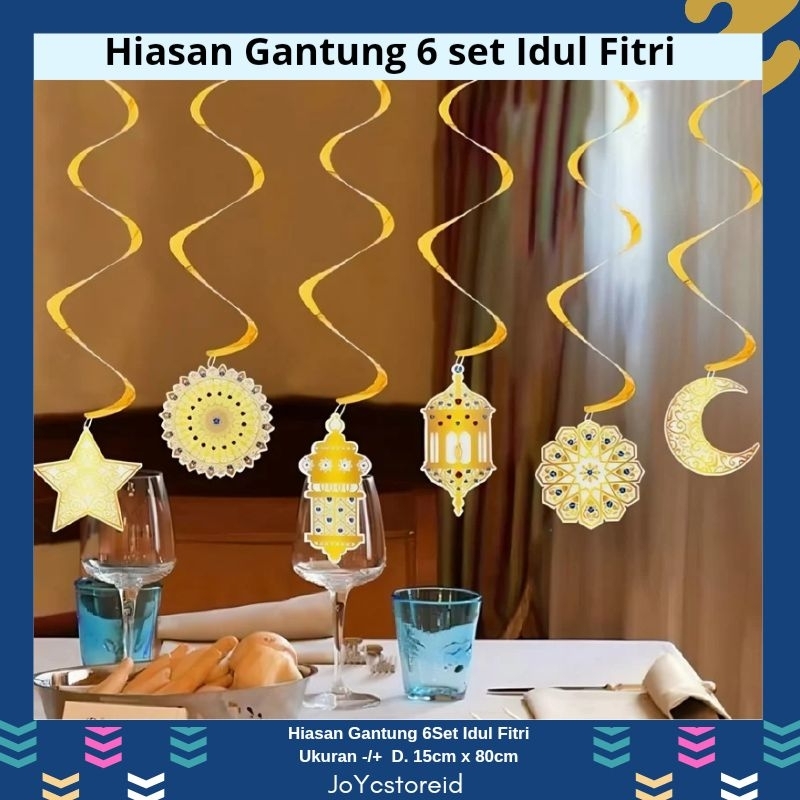 Hiasan Gantung Idul Fitri 6pcs | Dekorasi Idul Fitri | Lentera Idul Fitri | Ramadham Mubarok | Hiasan Idul Fitri | Hiasan Gantung Idul Fitri | Ornamen Idul Fitri