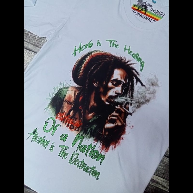 Jual Kaos Bob Marley Baju Reggae t-shirt Rasta Herb is the healing of a ...