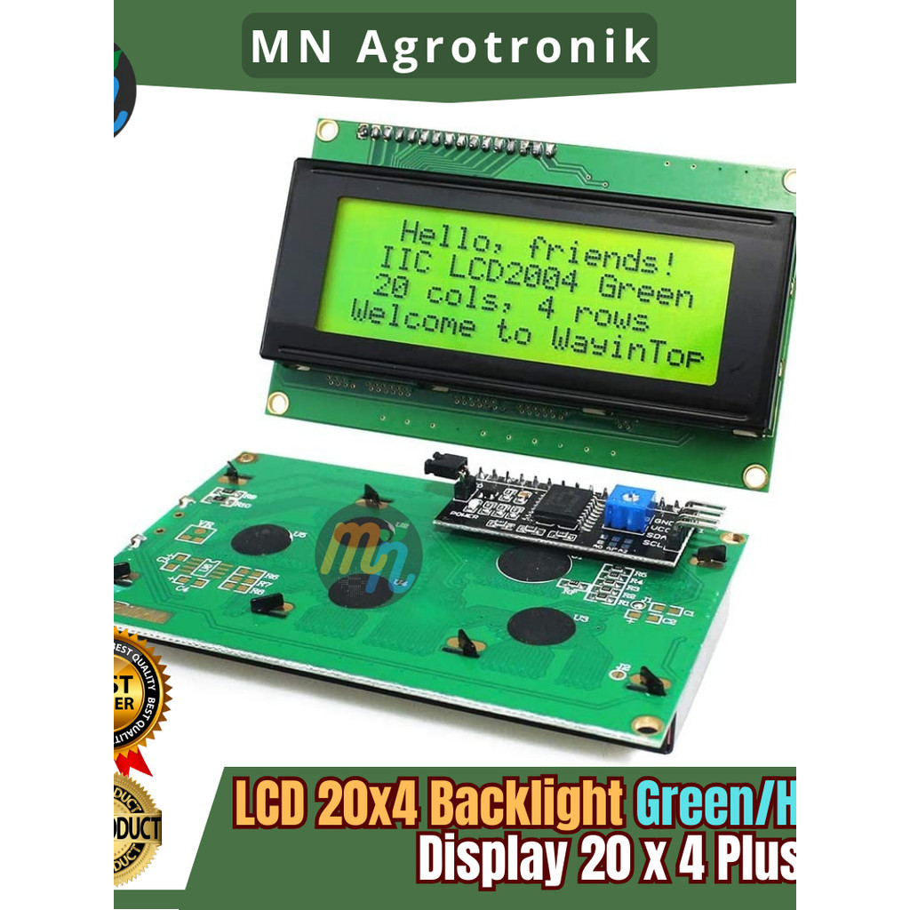 Jual LCD CHARACTER 20X4 2004 5V GREEN/BLUE (HIJAU/BIRU) BACKLIGHT + I2C ...