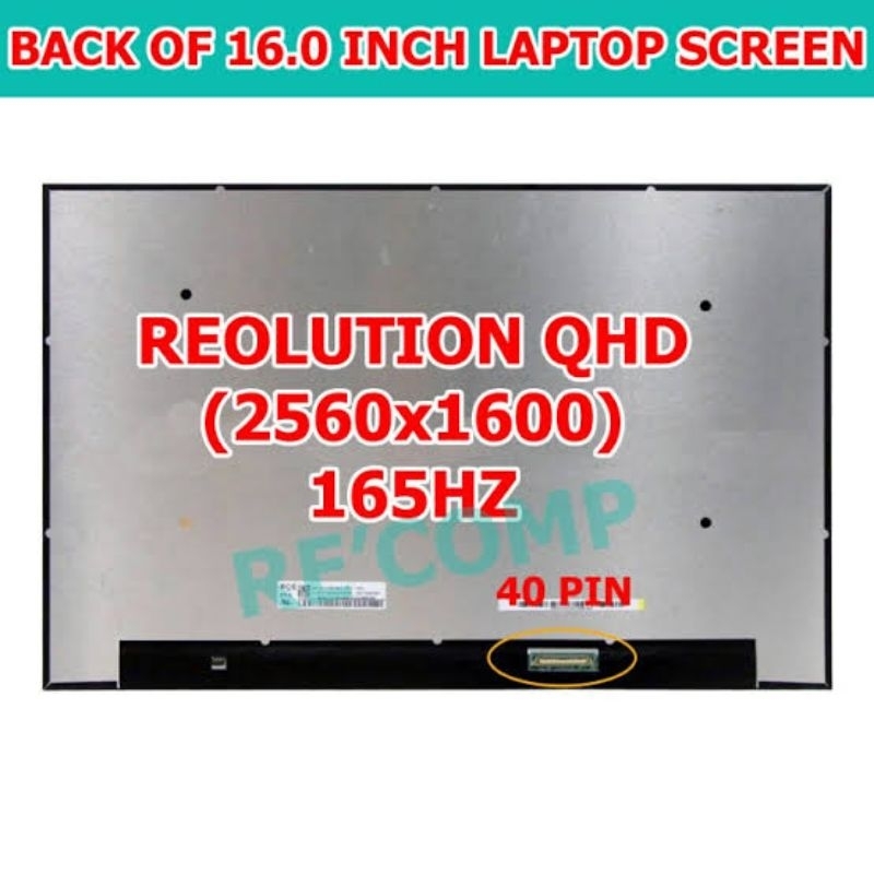 Schermo LCD 16″ 2.5K 165Hz Per Lenovo Legion 5 Pro-16ACH6/H – 5D11C72400 – Nuovo
