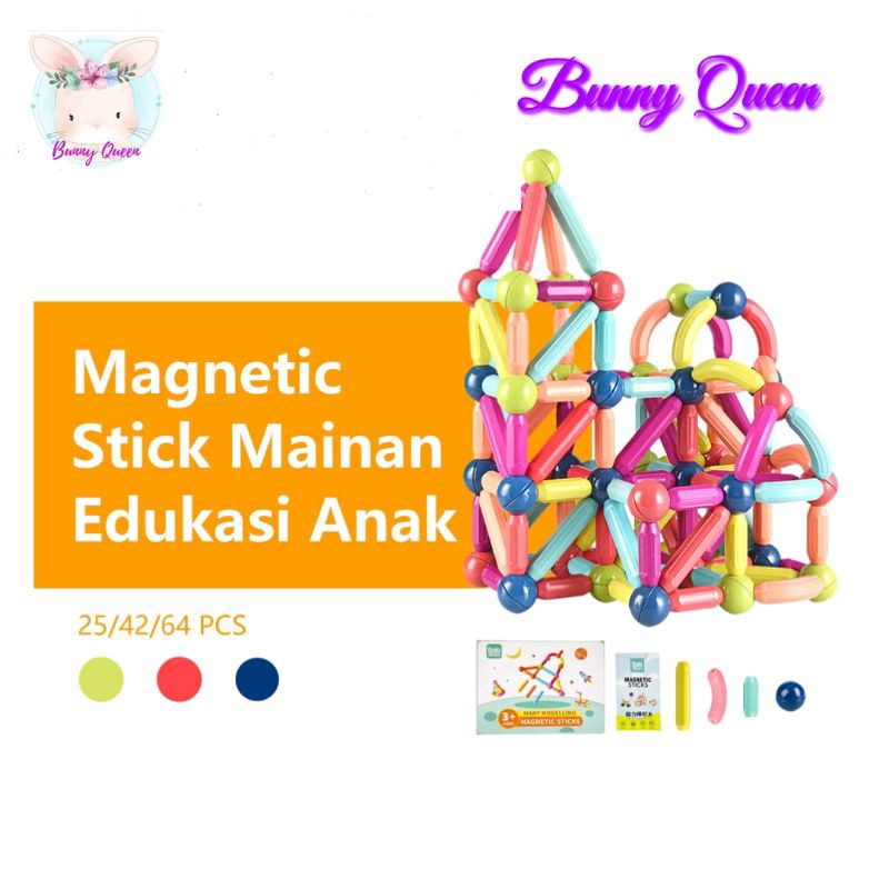 Jual 25/42/64/84/100 Magnetic Sticks Blocks Mainan Merakit Anak ...