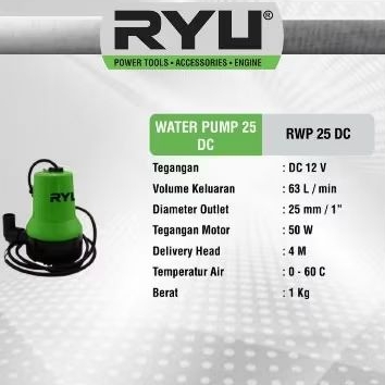 Jual RYU Pompa Air DC RWP 25DC Pompa Air Celup RWP25DC Water Pump Pompa ...
