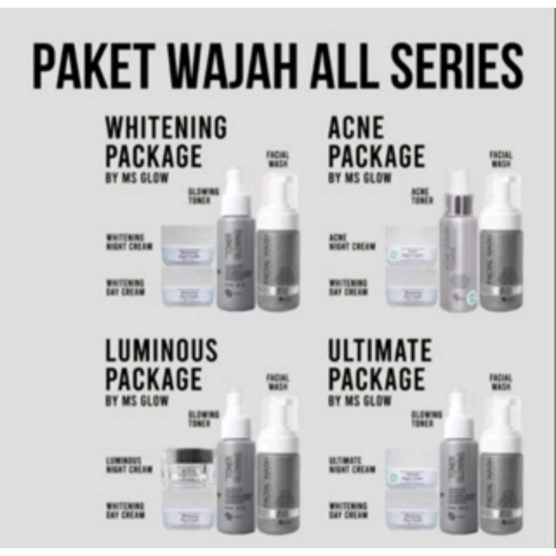 Jual ms glow all paket wajah, ms glow paket whitening / ms glow