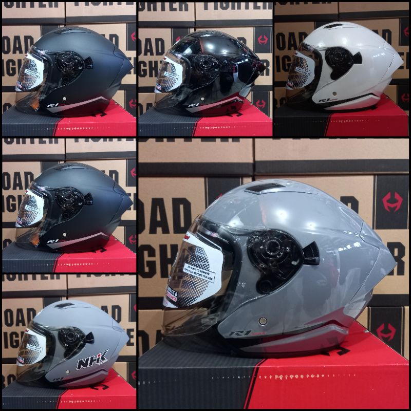 Jual Helm NHK R1 MAX DOUBLE VISOR SOLID MODEL BARU | Shopee Indonesia