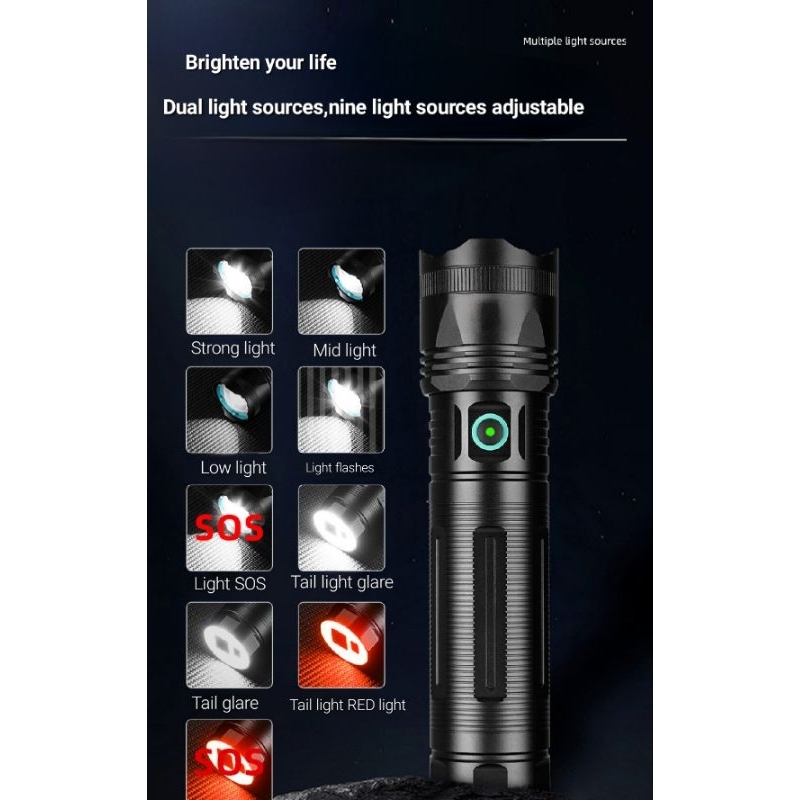 Jual Senter MS007 - X18 ZOOM PLUS EMERGENCY CAHAYA MERAH PUTIH ...