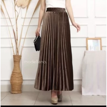Rok Bludru Plisket Panjang Premium Bahan Premium