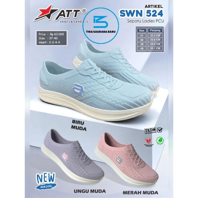 Jual sepatu ATT SWN 524 LI sepatu slip on karet wanita terbaru