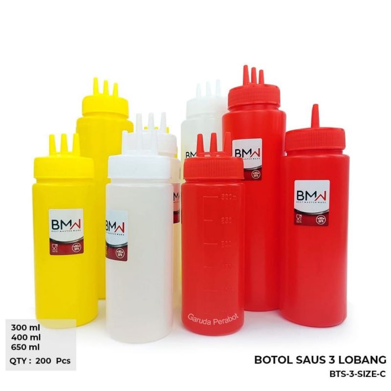 Jual Botol Kecap Saus 3 Lubang 650ML / Botol Bumbu Dapur Mayonase 400ML ...