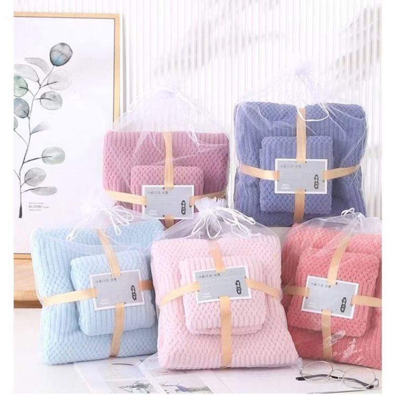 Jual Handuk Rajut Dewasa Set 2in1 / Handuk Mandi Dan Handuk Wajah Korea ...