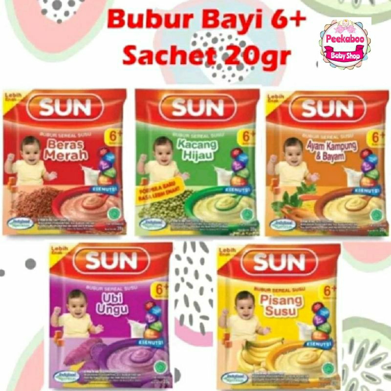 Jual SUN/PROMINA Bubur Bayi Sachet 20gr 6m+ (Beras Merah,Kacang Hijau ...