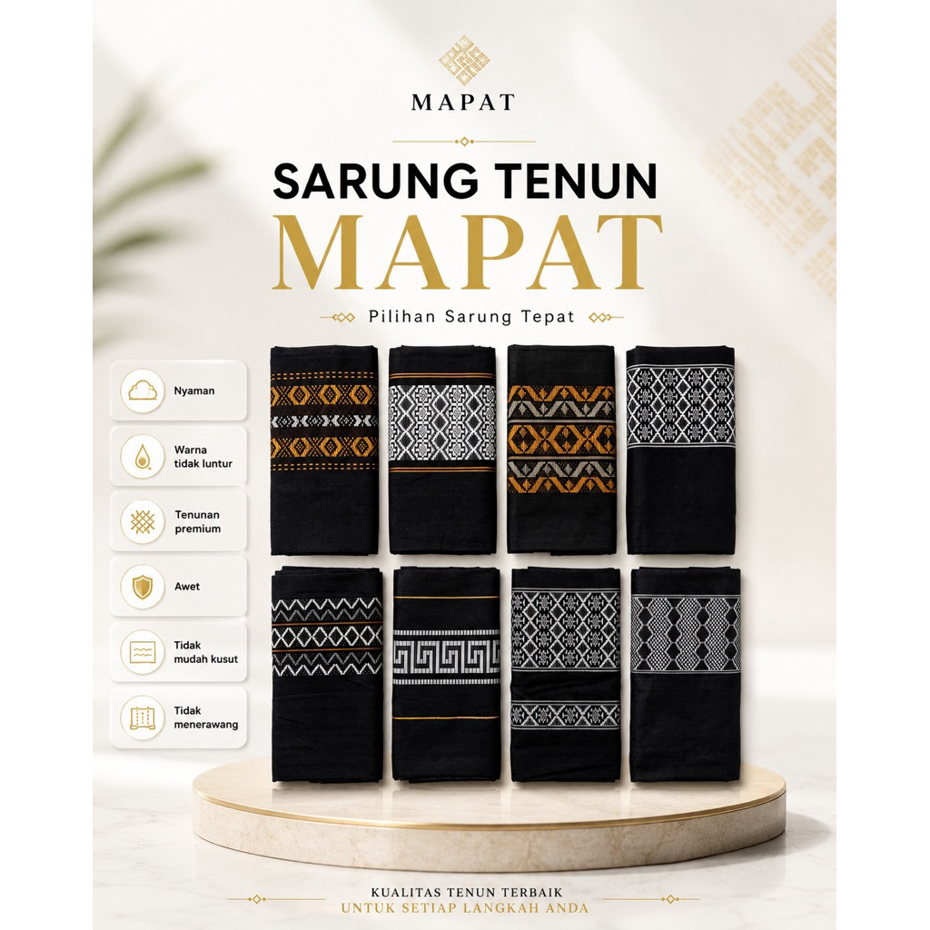 MAPAT - Sarung Tenun Dewasa Motif Dobby Premium - Tidak Luntur dan Awet