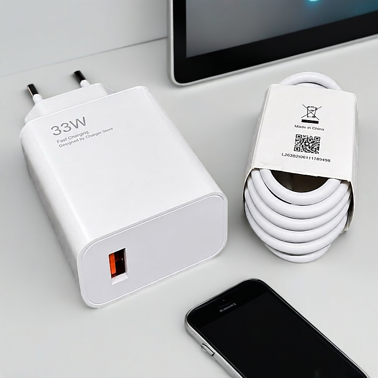 Charger 33W 3A Fast Charging Turbo Fast Charger Kompatibel Dengan Xiaomi Type C - Micro USB