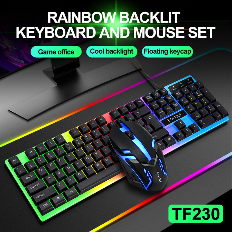 Jual Gamer Keyboard And Mouse PC Gaming Keyboard RGB Backlit Keyboard ...