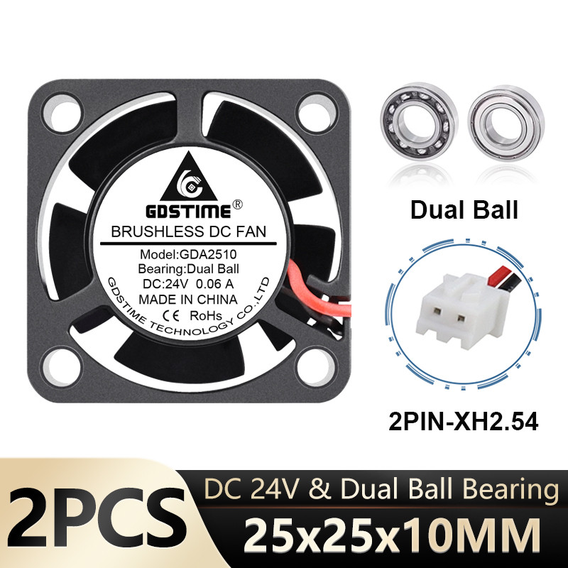 Jual STOK TERBATAS! 2Pcs Gdstime 2510 DC Cooling Fan 24V 12V 5V Ball ...