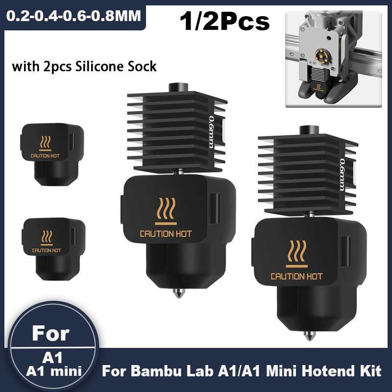 2er-Set 0,4mm Hotend Für Bambu Lab A1/A1 Mini – Inkl. Silikonstiefel, Gehärteten Düsen & Werkzeug