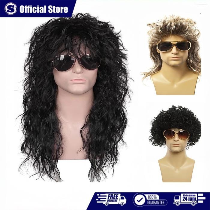 Jual Wig Punk Rock Heavy Metal Rocker Curly Long Michael Jackson Rambut ...