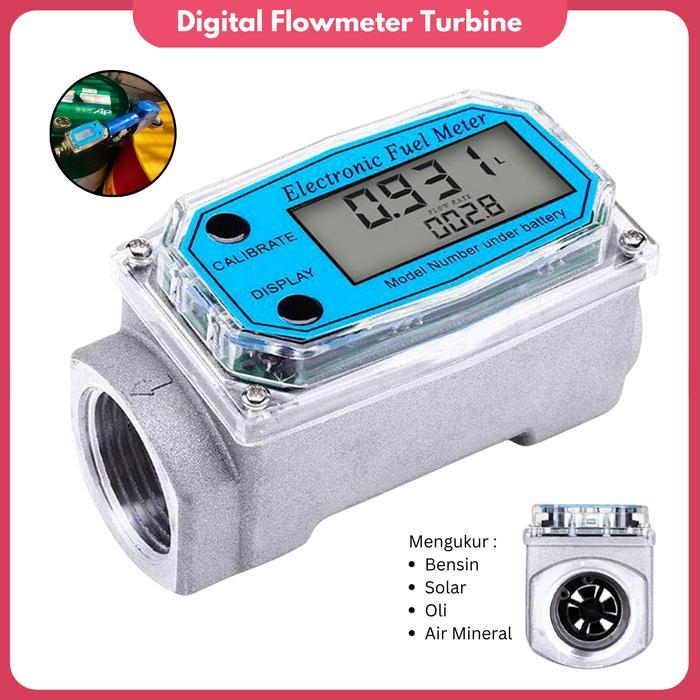 Jual Digital Flowmeter Turbine Flow Meter 1 Inch Lcd Alat Ukur Aliran ...