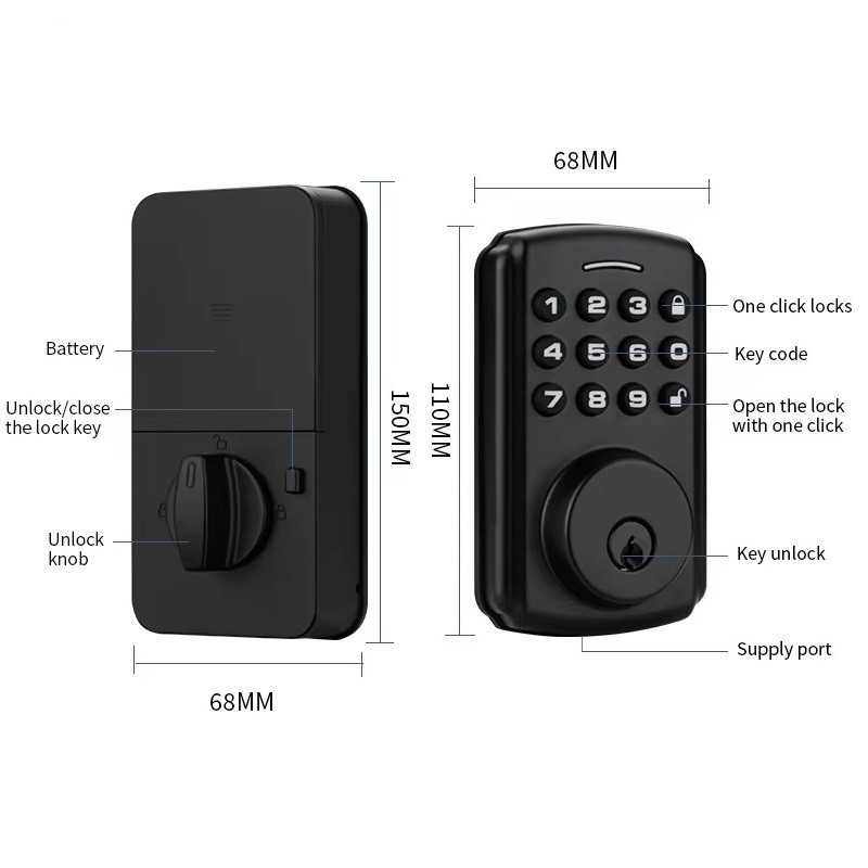 Jual Tuya Digital Keypad Smart Lock Mechanical Key Automatic Deadbolt ...