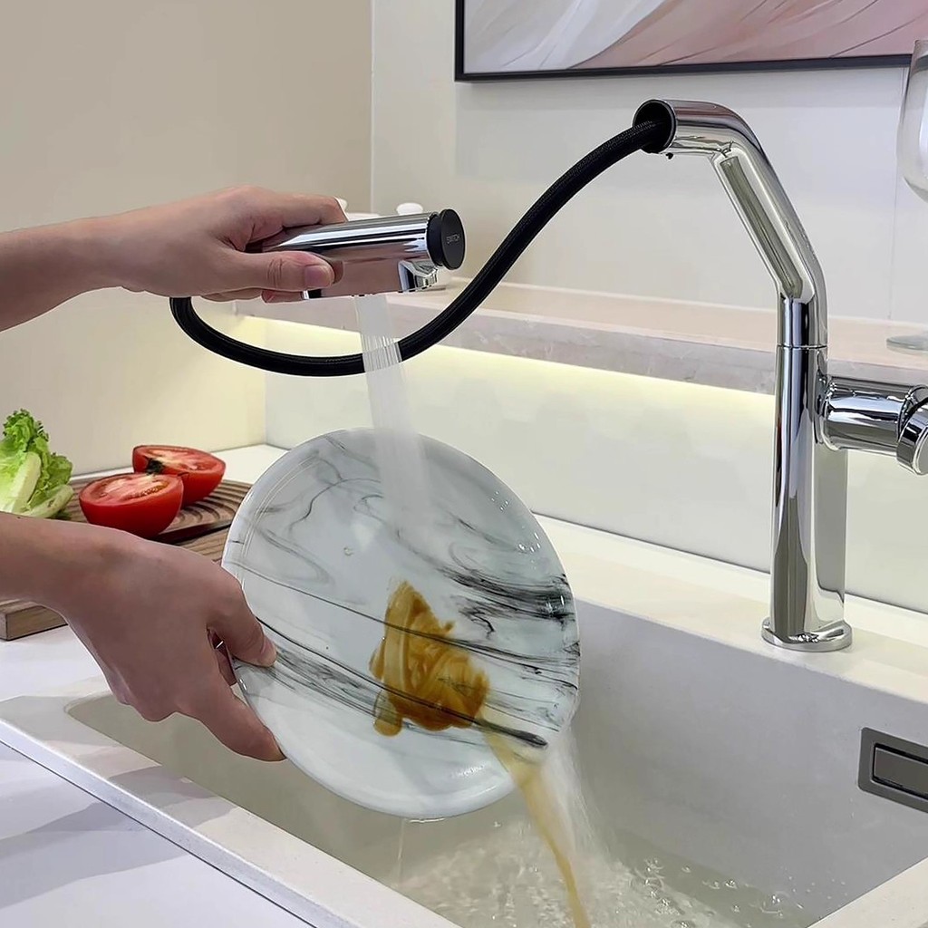 Jual Fashion Kitchen Faucet Rotation Hot and Cold Brass Functions Sink ...