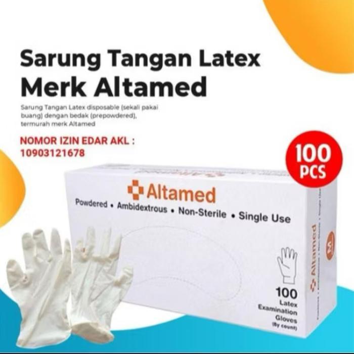 Jual Sarung tangan atau handscoon latex powder Altamed atau safe gloves ...
