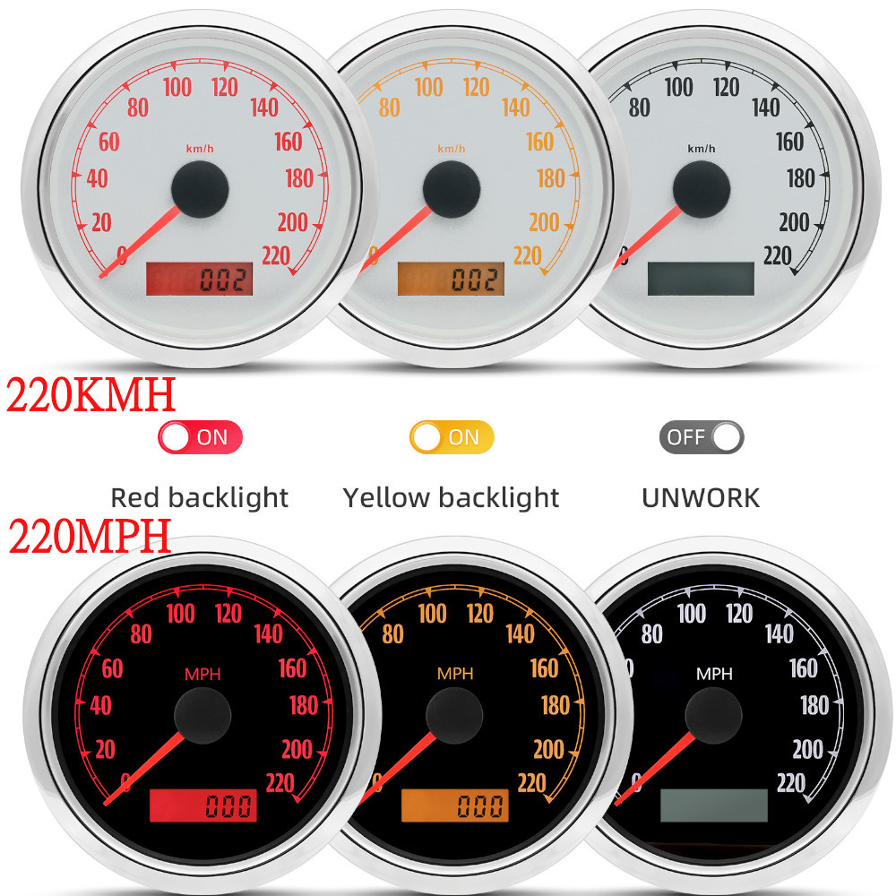 Jual Custom Waterproof 85Mm Speedometer Odometer Gauge 0-220Km/H 220Mph ...