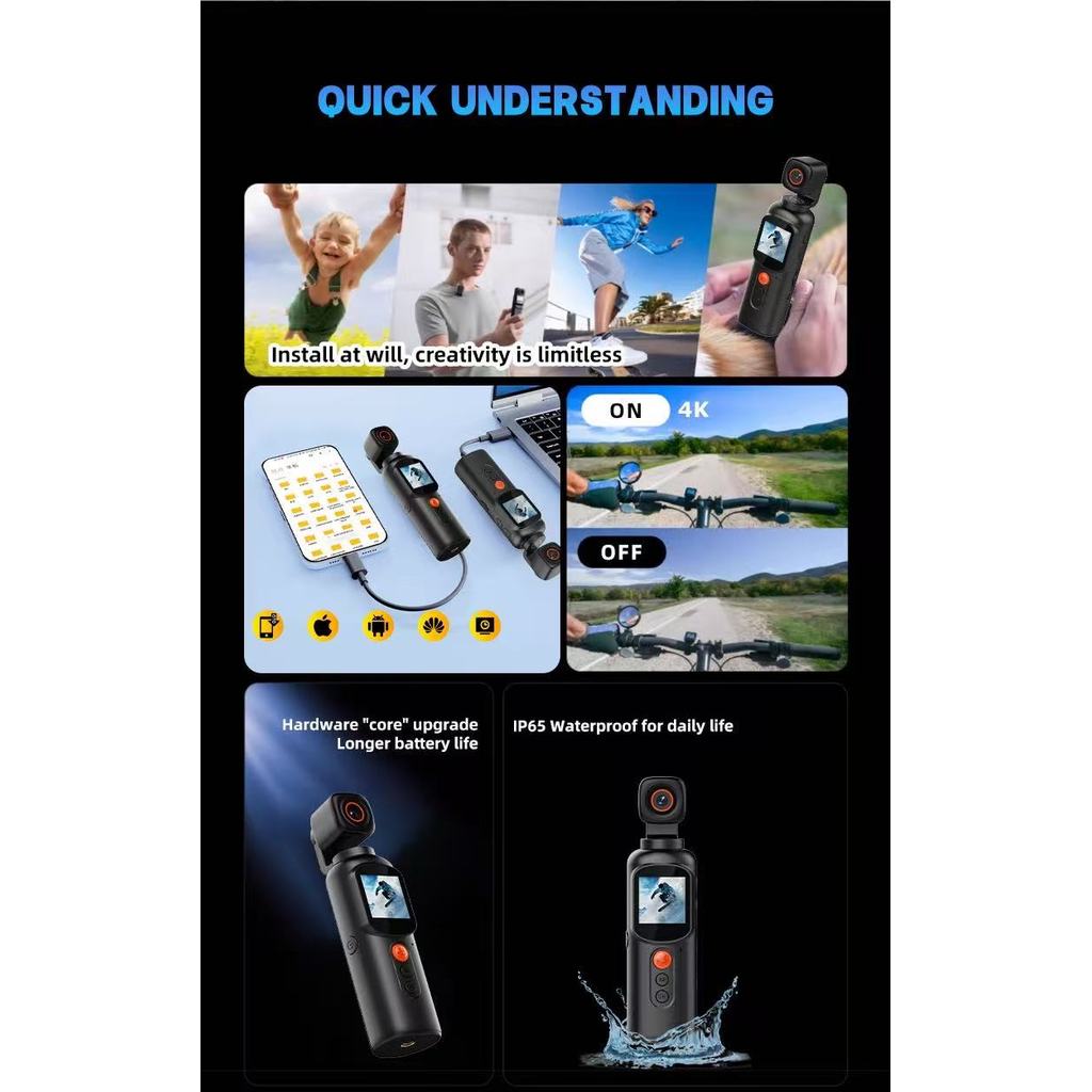 Jual 4K High-definition Wireless WIFI Sports Camera Handheld Portable ...